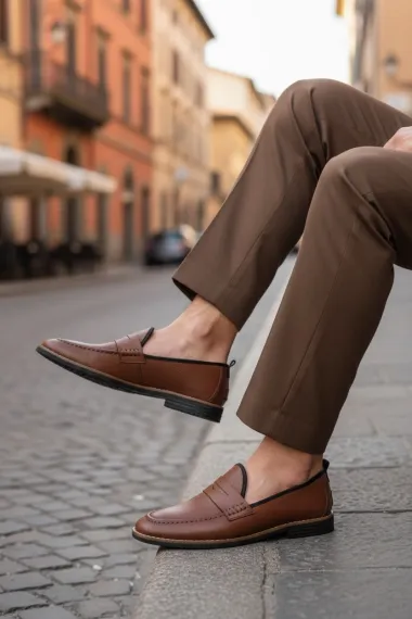 Mocasini barbati maro , tapla subtire, piele eco, comozi 12312 N16-4